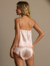 [Rosa Claro] SilkSilky-ES Spaghetti Strap V Neck Conjunto de tirantes 002