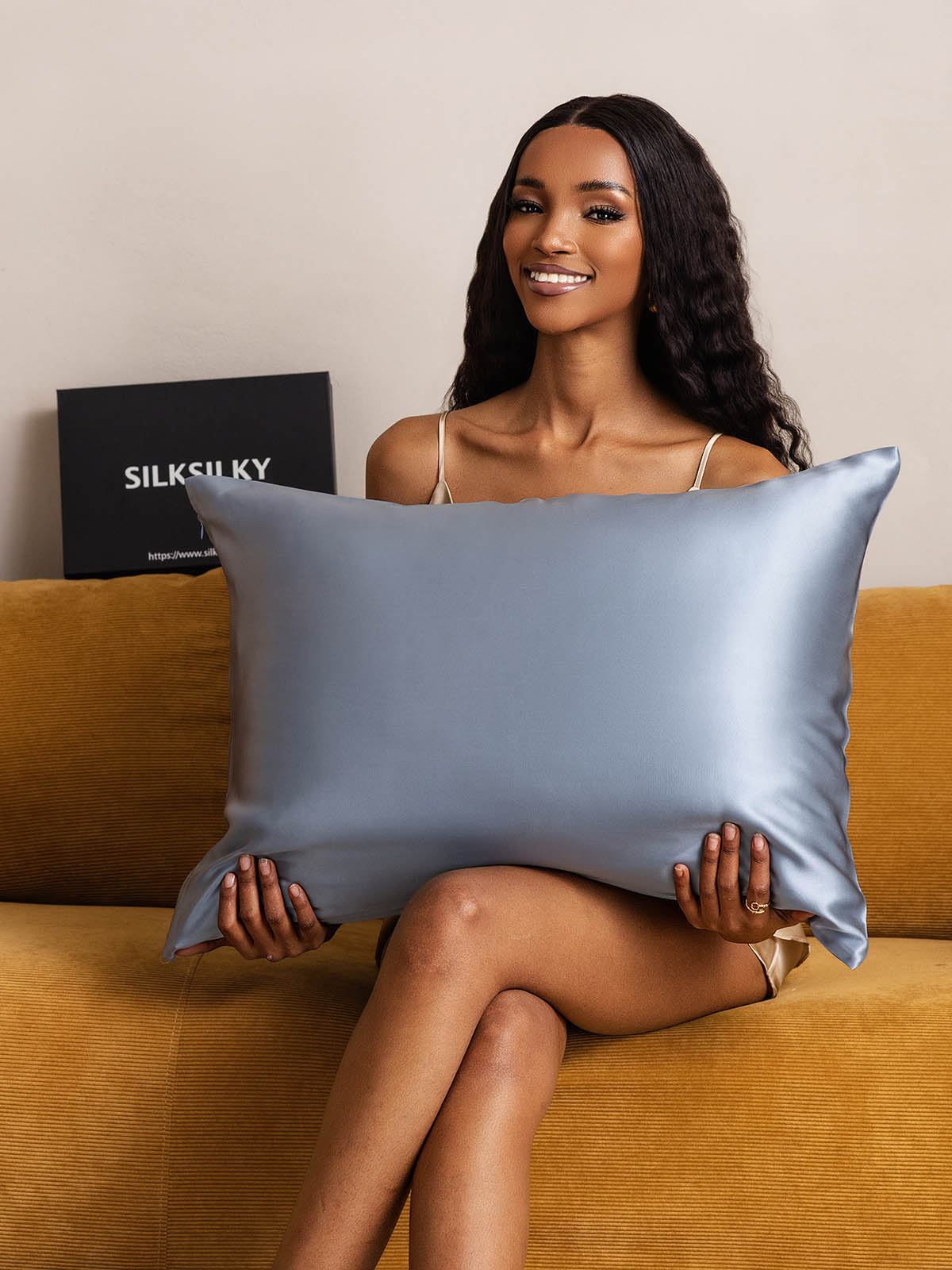[Azul Grisáceo] SilkSilky-ES 19Momme Seda Pura Pillowcase 001