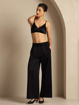 [Negro] SilkSilky-ES 19Momme Womens Pants 001