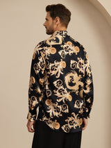 [Dragón Negro] SilkSilky-ES Long Sleeve Lapel Collar Camisa de hombre 002
