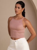 [Rosa] SilkSilky-ES Sleeveless Crew Neck Top de tirantes 003