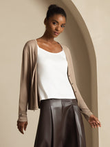 [Marrón Claro] SilkSilky-ES Long Sleeve Cárdigan Mujer 003
