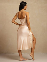 [Rosa Claro] SilkSilky-ES Spaghetti Strap V Neck Camisón 002