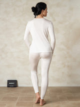 [Blanco] SilkSilky-ES Long Sleeve Round Neck Ropa Interior Larga Mujer 002