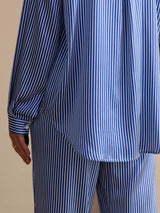 [Raya Diplomática Azul] SilkSilky-ES Long Sleeve Lapel Collar Women's Outfit Sets 006