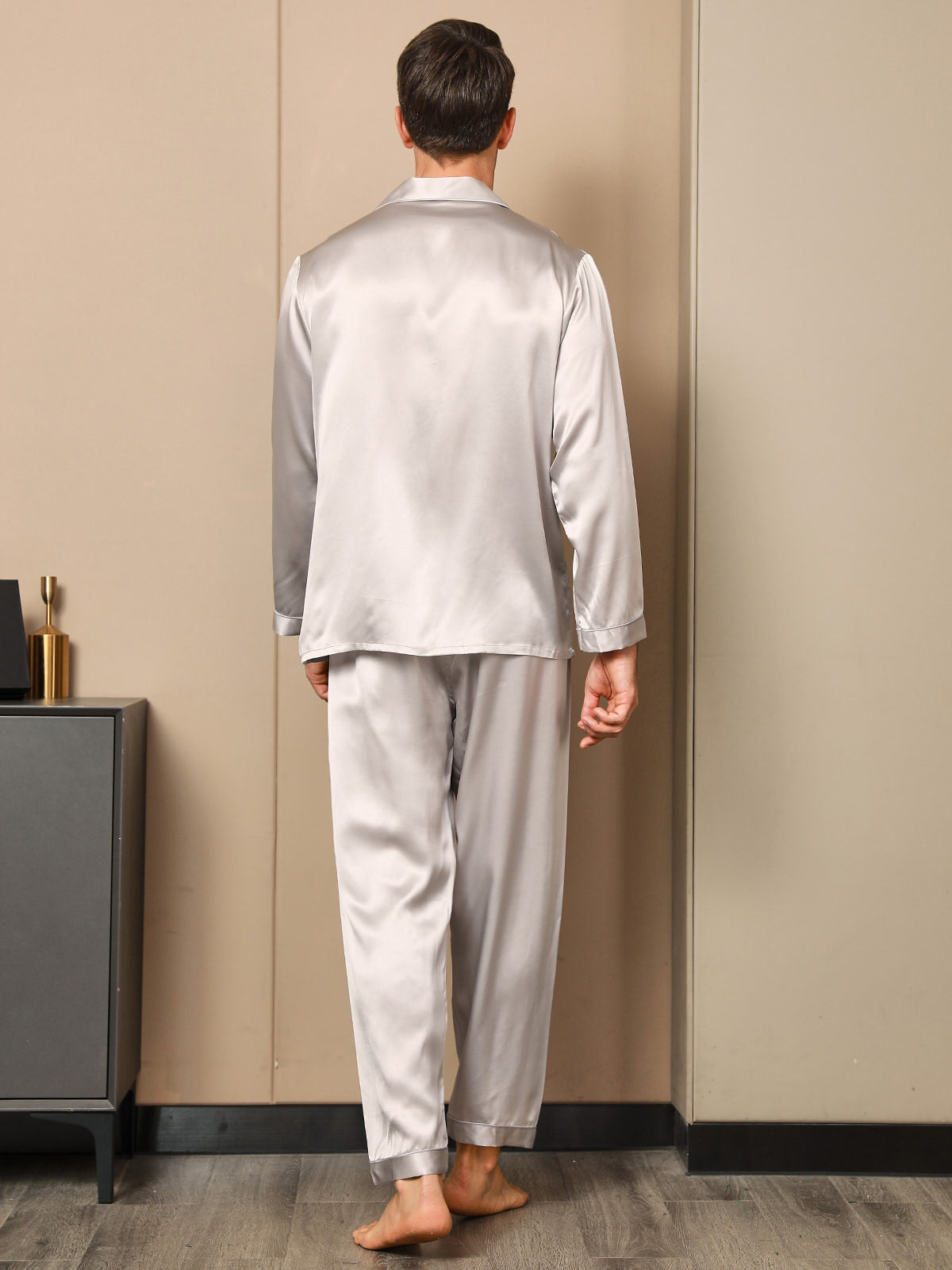 [Gris] SilkSilky-ES 19Momme Seda Pura Mens Pajamas 002