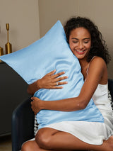 [Azul Claro] SilkSilky-ES Fundas De Almohada 002