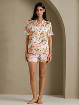 [Peonía Blanca] SilkSilky-ES Short Sleeve Notch Collar Pijamas de mujer 006