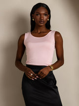 [Rosa] SilkSilky-ES Sin mangas Cuello Redondo Camisetas de Mujer 004