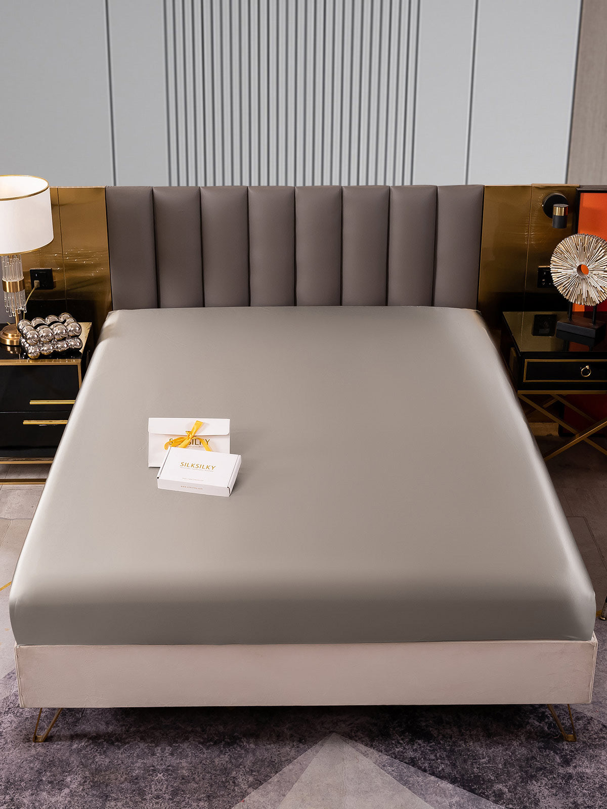 [Gris] SilkSilky-ES 22Momme Seda Pura Sheet 001