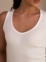 [Blanco] SilkSilky-ES Sleeveless Deep V Neck Top de tirantes 005