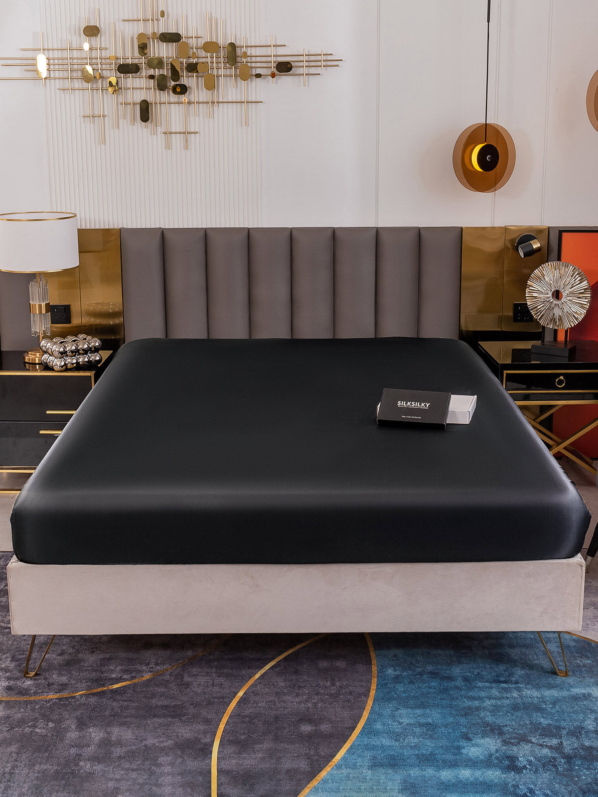 [Negro] SilkSilky-ES 19Momme Seda Pura Sheet 002