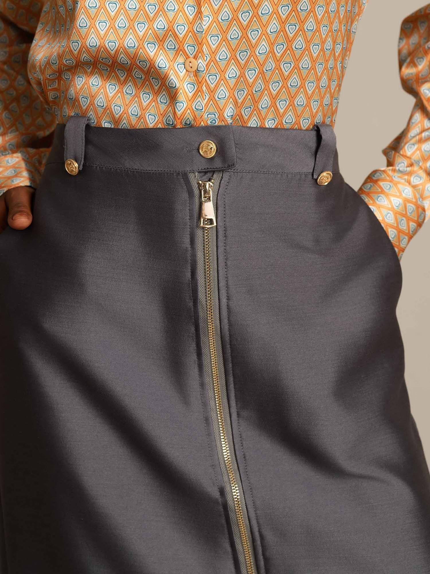 [Gris] SilkSilky-ES 32Momme Silk-Wool Blend Skirt 004,