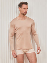 [Beige] SilkSilky-ES Manga larga Cuello Redondo Camiseta de hombre 004