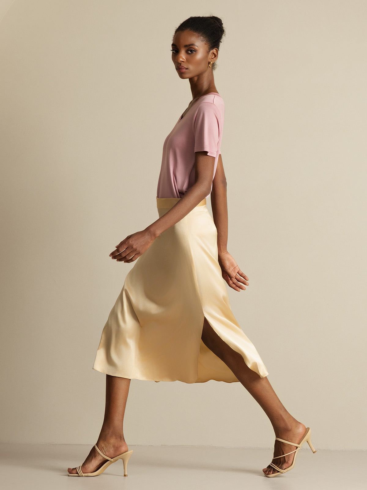 [Champán] SilkSilky-ES 19Momme Seda Skirt 004