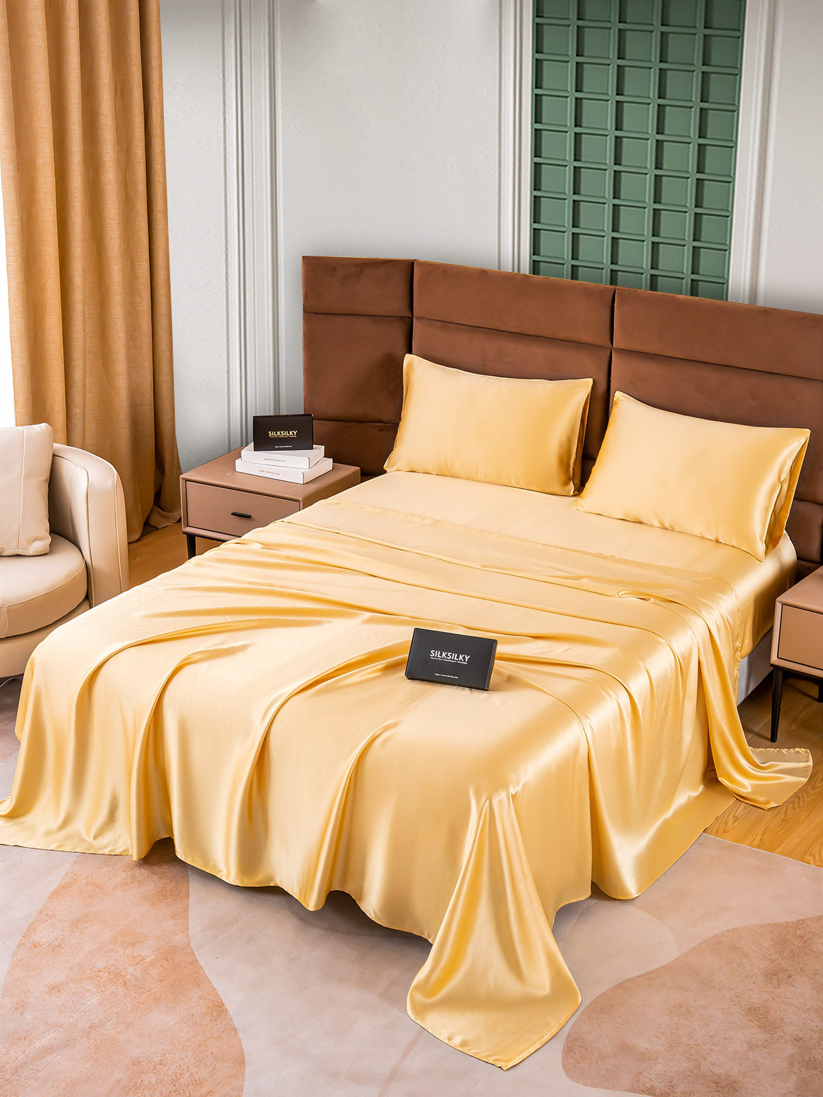 [Champán] SilkSilky-ES 25Momme Seda Pura Bedding Set 006