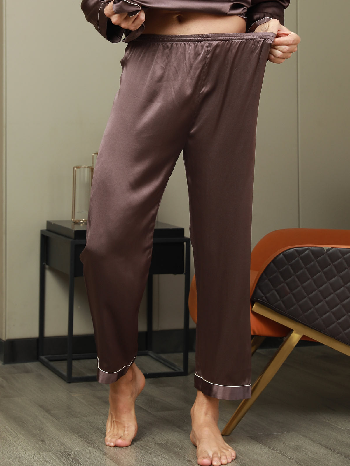 [Café] SilkSilky-ES Seda Pura Mens Sleep Bottoms 004