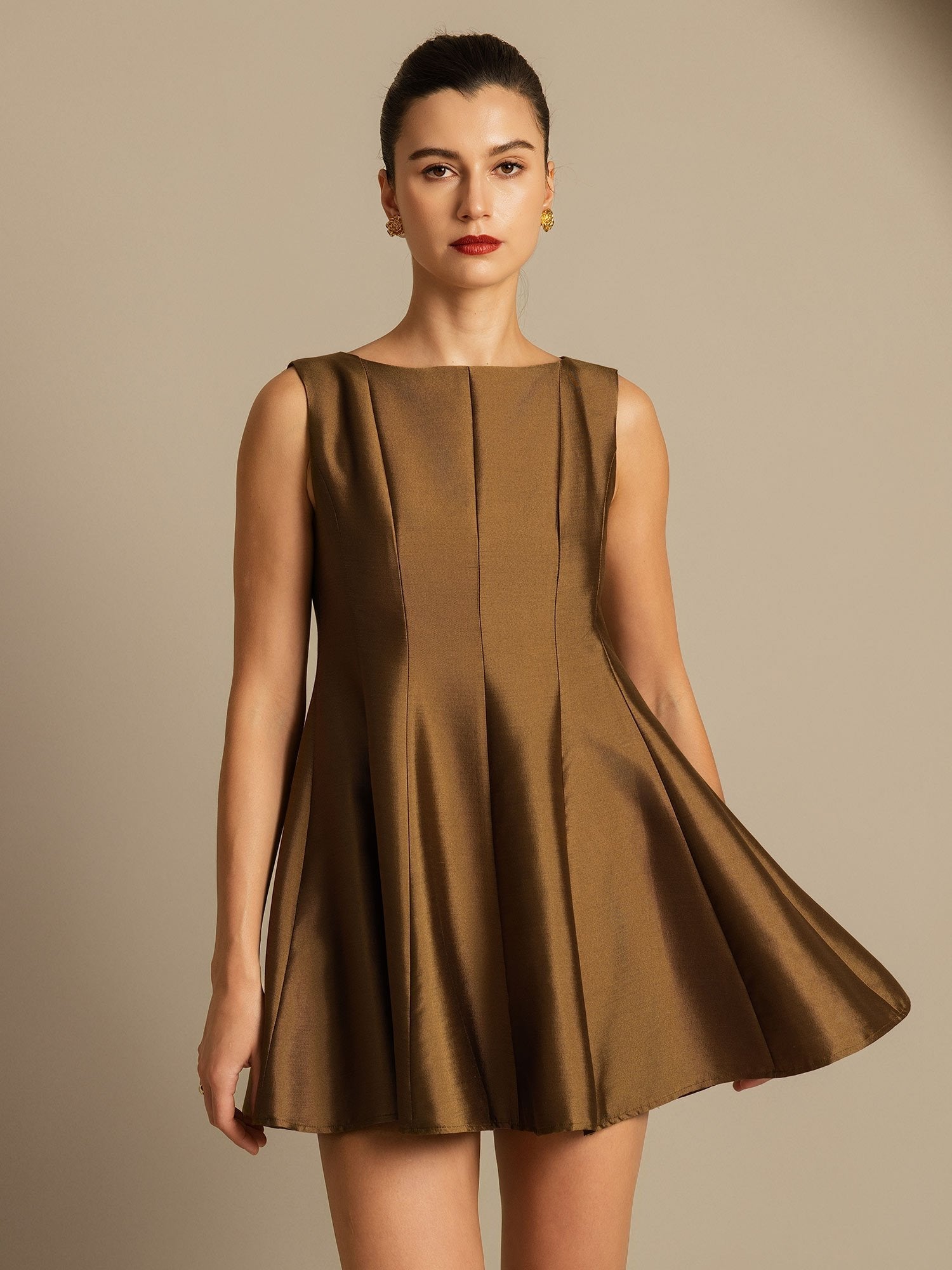 [Bronce] SilkSilky-ES 32Momme Silk-Wool Blend Dress 006,