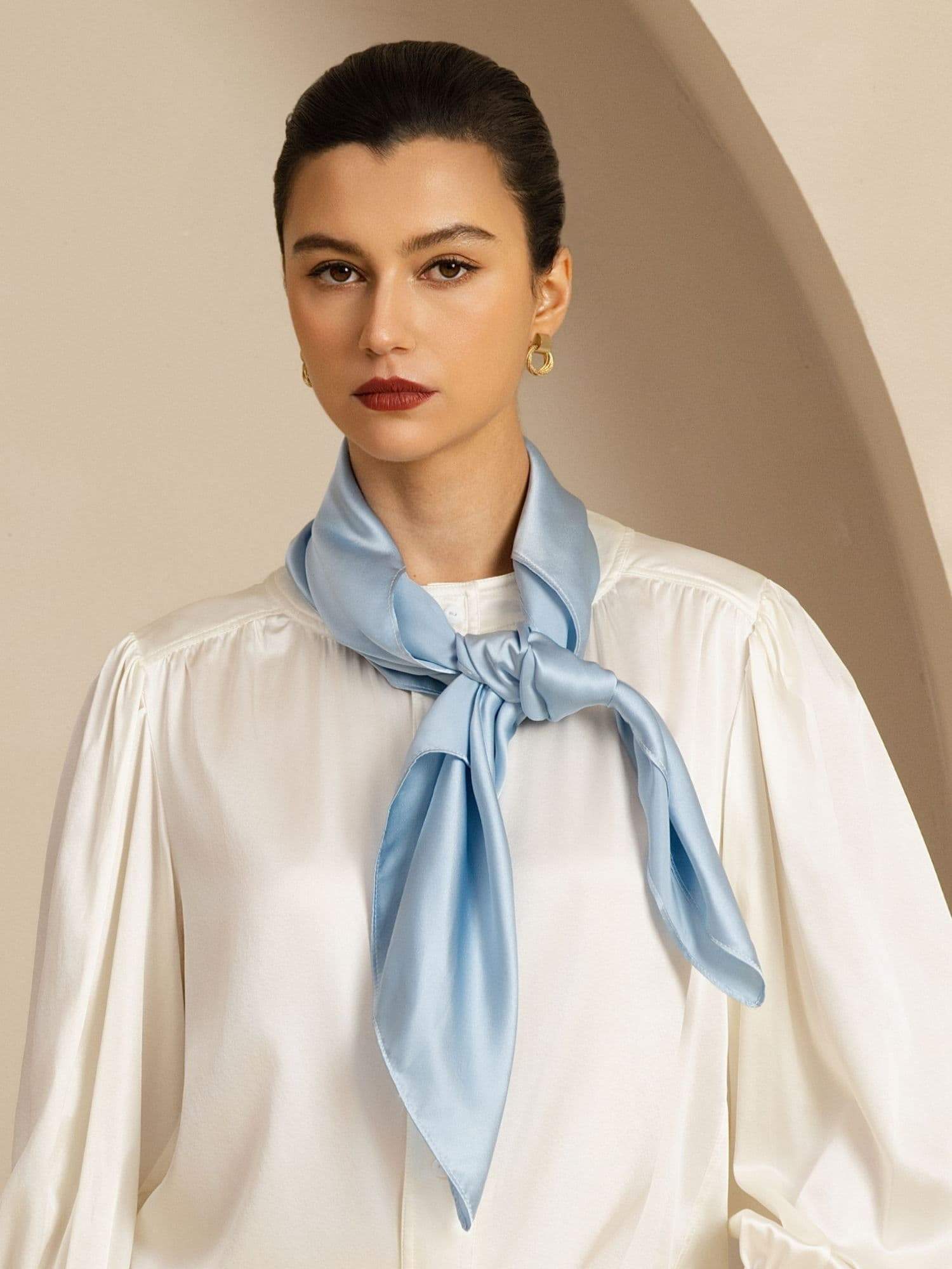 [AzulClaro] SilkSilky-ES Seda Scarf 002