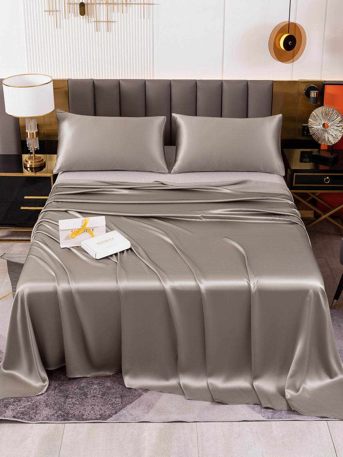 [Gris] SilkSilky-ES 19Momme Seda Pura Bedding Set 002