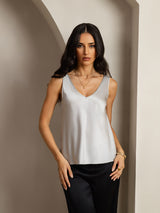 [Plata] SilkSilky-ES Sleeveless V Neck Top de tirantes 003