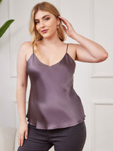 [Gris Púrpura] SilkSilky-ES Spalline Sottili Cuello en V Top de tirantes talla grande 001