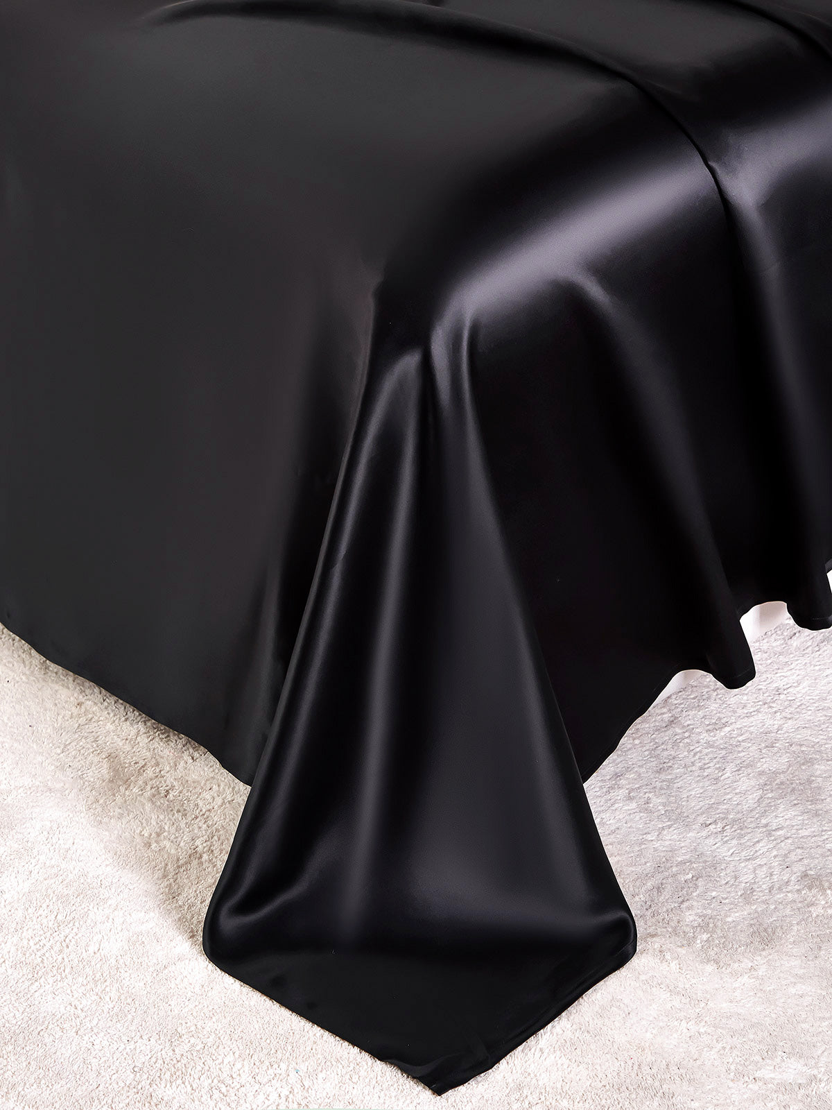 [Negro] SilkSilky-ES 22Momme Seda Pura Bedding Set 007