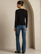 [Negro] SilkSilky-ES Seda Pura Womens T-Shirt 005