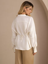 [Blanco] SilkSilky-ES Long Sleeve Blouse 002