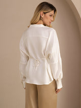 [Blanco] SilkSilky-ES Long Sleeve Blusas 002