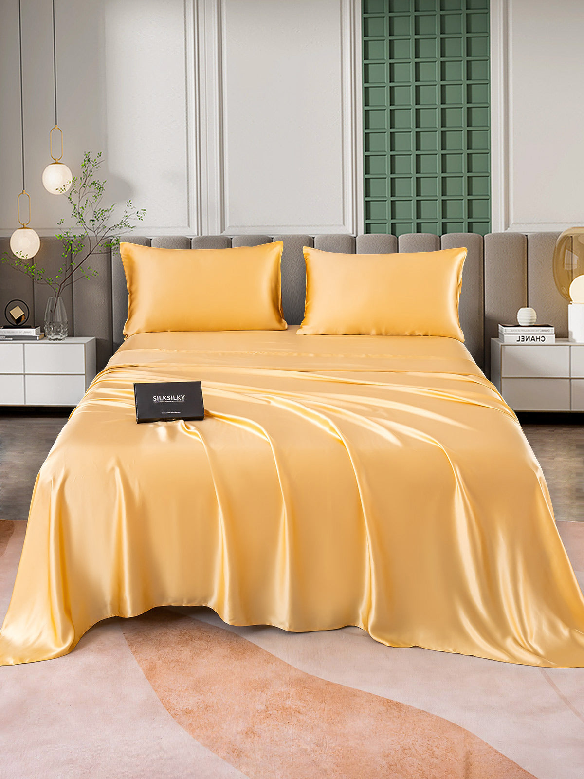 [Champán] SilkSilky-ES 25Momme Seda Pura Bedding Set 001