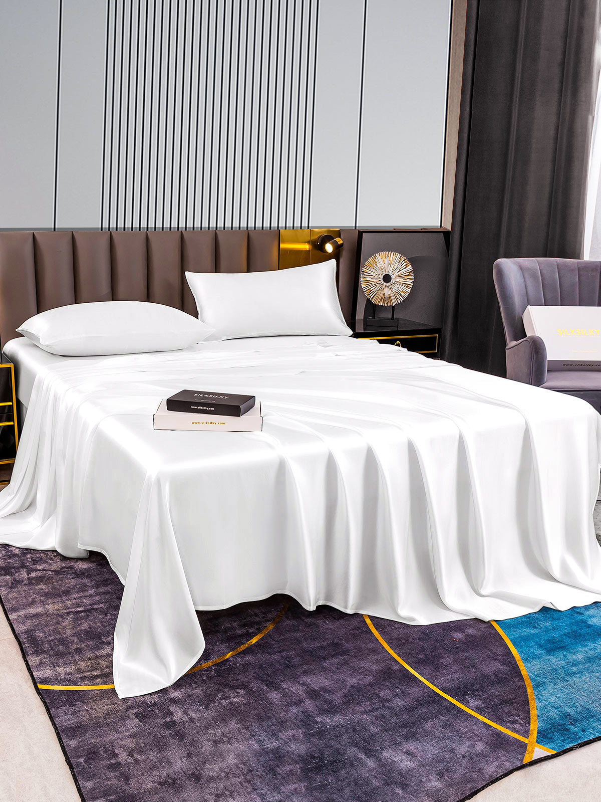 [Blanco] SilkSilky-ES 22Momme Seda Pura Bedding Set 005