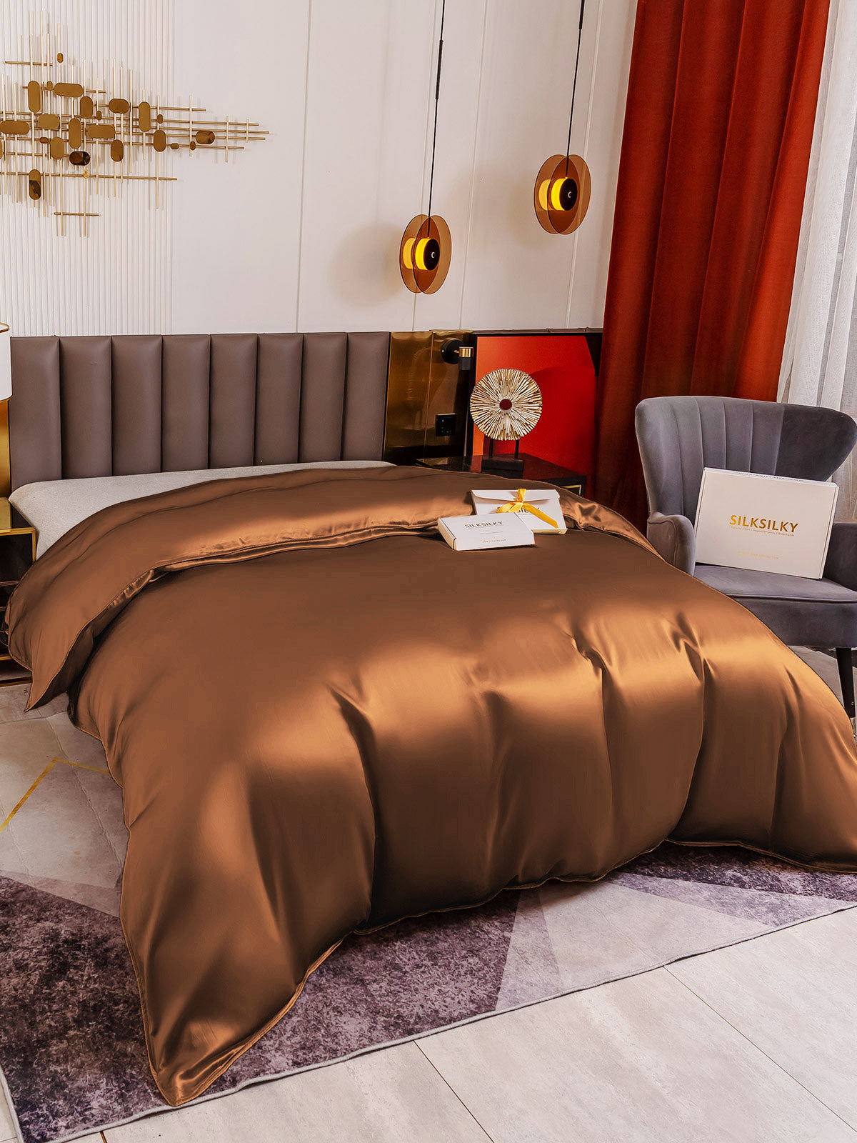 [Café] SilkSilky-ES 19Momme Seda Pura Duvet Cover 003