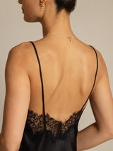 [Negro] SilkSilky-ES Seda Pura Dress 004