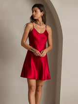 [Vino] SilkSilky-ES Spalline Sottili Cuello en V Vestido 005