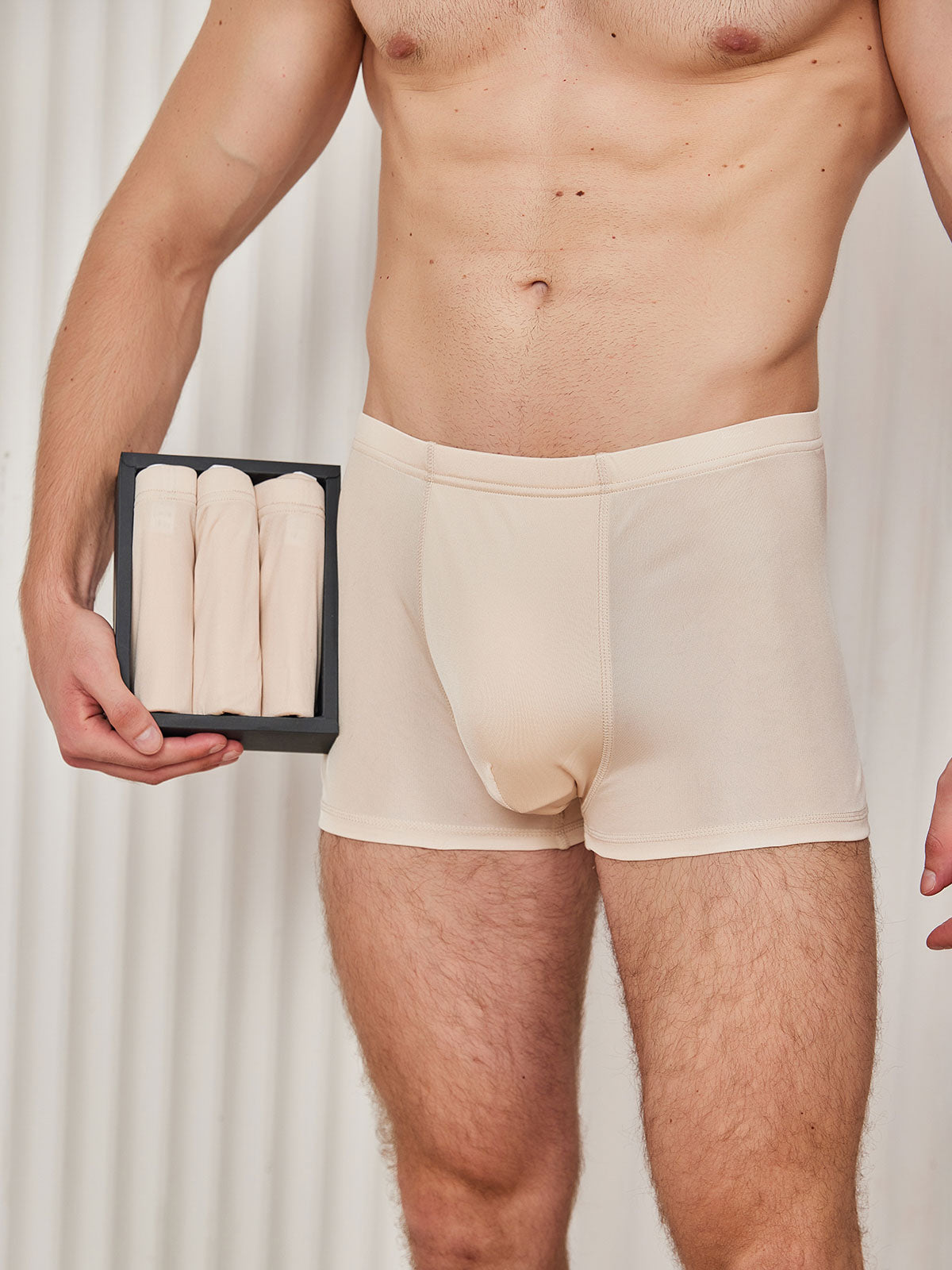 [Beige] SilkSilky-ES Seda Pura Mens Underwear 001