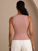 [Rosa] SilkSilky-ES Sleeveless Deep V Neck Top de tirantes 002