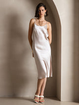 [Beige] SilkSilky-ES Spaghetti Strap Vestido 003