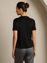 [Negro] SilkSilky-ES Short Sleeve Camisetas de Mujer 002