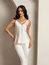 [Gris Claro] SilkSilky-ES Sleeveless V Neck Top de tirantes 005