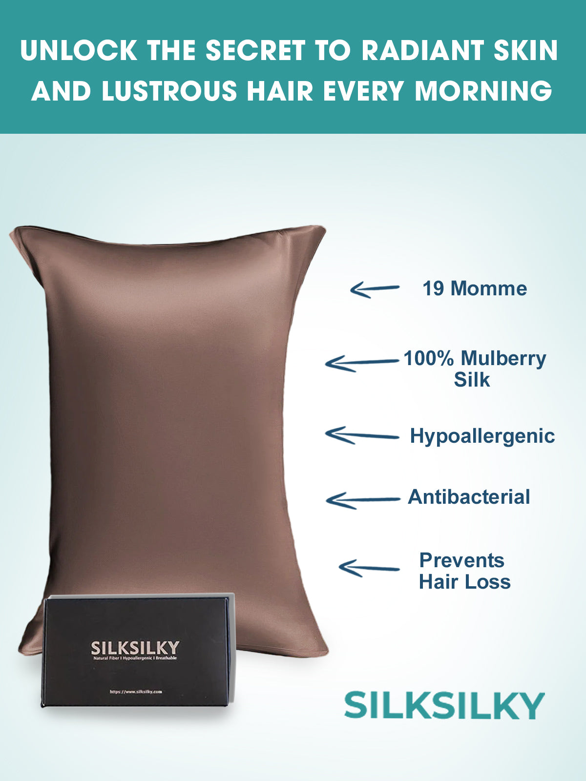 [Marrón] SilkSilky-ES 19Momme Seda Pura Pillowcase 003