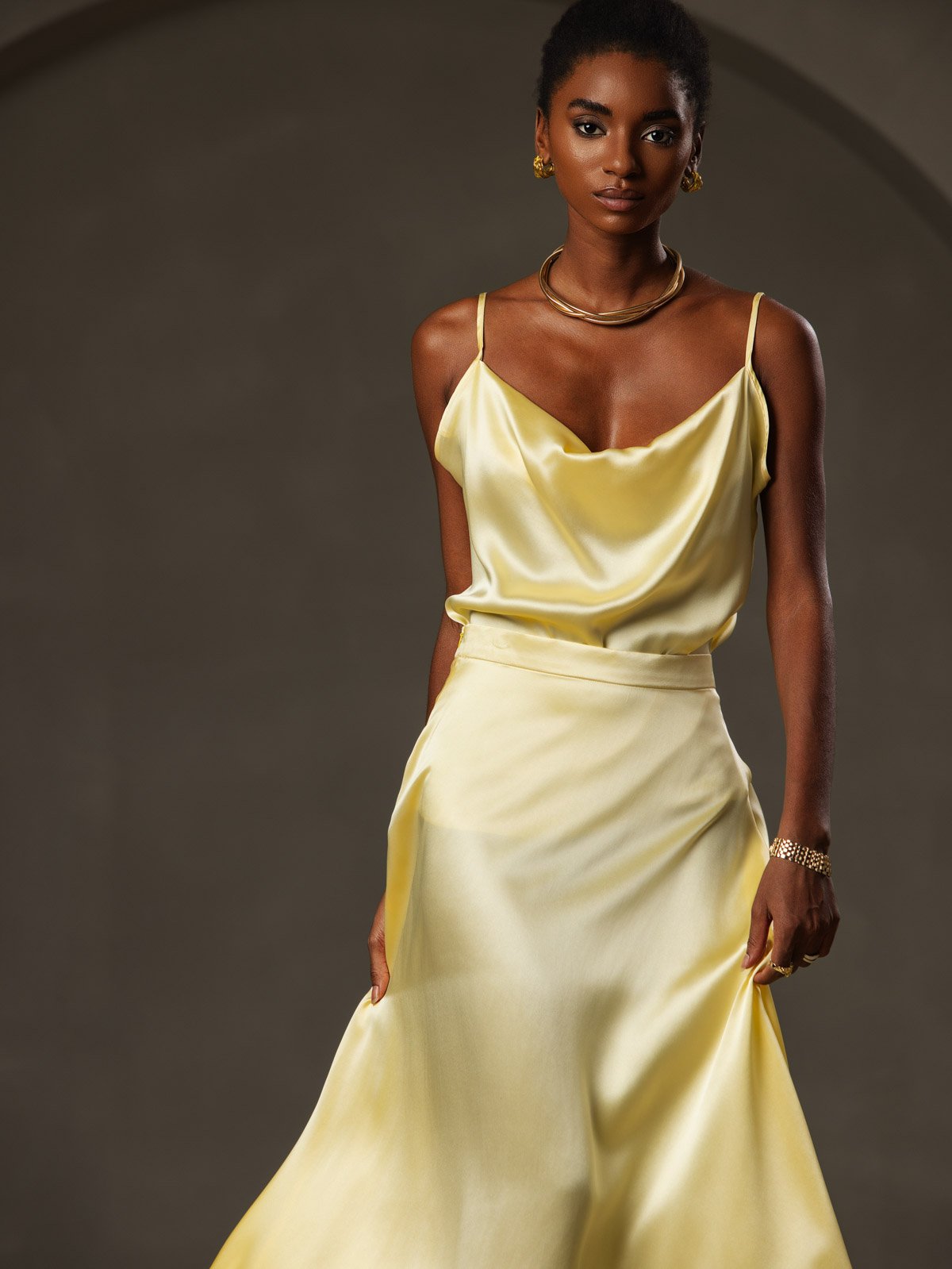 [Amarillo] SilkSilky-ES 19Momme Seda Camisoles 003