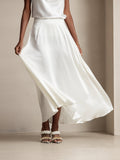 SilkSilky ES 19Momme Seda Skirt Blanco 003