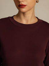 [Vino Windsor] SilkSilky-ES Half Sleeve Crew Neck Camisetas de Mujer 004