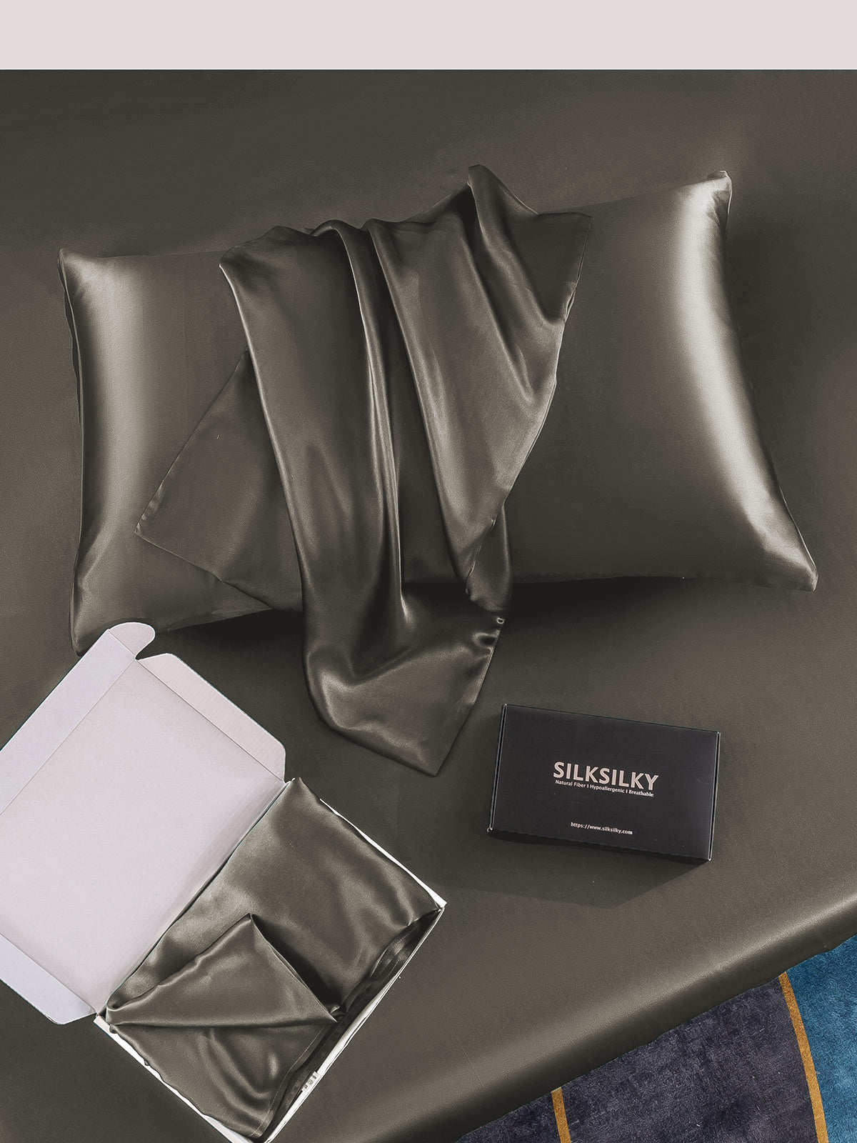 [Gris Oscuro] SilkSilky-ES 19Momme Seda Pura Pillowcase 006