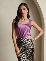 [Morado Oscuro] SilkSilky-ES 19Momme Sin mangas Escote Cuchara Top de tirantes 003
