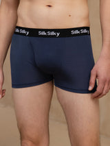[Azul Oscuro] SilkSilky-ES 100% Silk Jersey Ropa interior de hombres 003