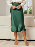 SilkSilky-ES 19Momme Seda Pura Skirt VerdeOscuro 003