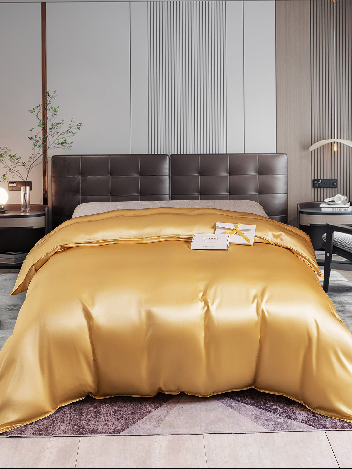 [Champán] SilkSilky-ES 22Momme Seda Pura Duvet Cover 001