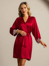 [Vino] SilkSilky-ES 3/4 Sleeve Bata de mujer 004